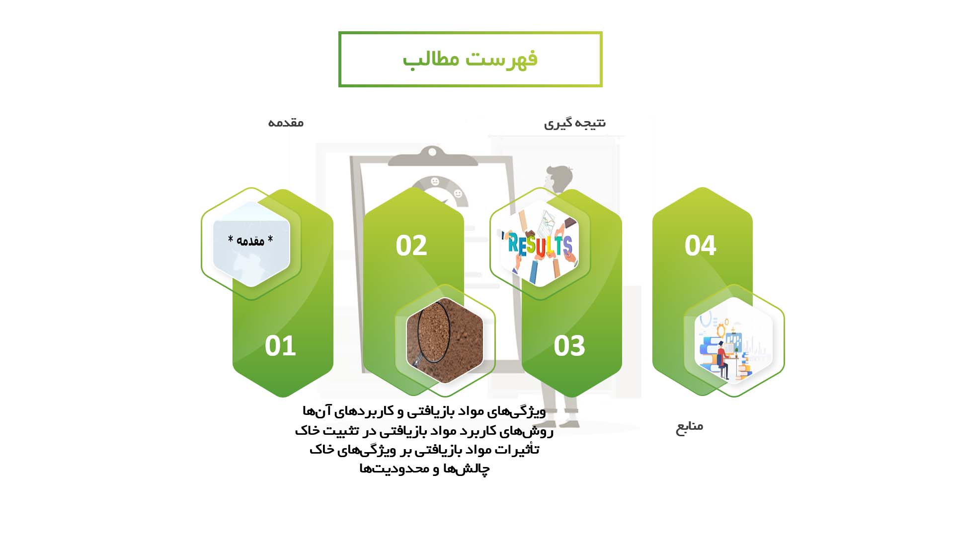 پاورپوینت در مورد استفاده از مواد بازیافتی در تثبیت خاک